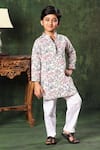 Buy_LittleCheer_White Kurta  Viscose Cotton Printed Floral And Pyjama Set _at_Aza_Fashions