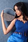 Buy_Forever Noor_Silver Embellished Moonshine Handcrafted Crystal Bag _at_Aza_Fashions