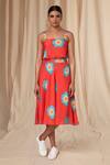Buy_Masaba_Red Bemberg Linen Printed Crazy Daizy Daisy Crop Top And Skirt Set _at_Aza_Fashions
