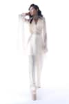 Buy_Aroka_Off White Modal Satin Plain V Neck Ambrose Overlay Jacket _at_Aza_Fashions