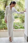 Buy_Betrue_White Modal Silk Embroidered Floral Lapel Collar Wrap Jacket  _at_Aza_Fashions