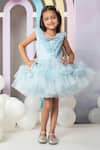 Buy Blue Tulle Embroidered Swarovski Head In The Clouds Ruffled Dress ...