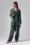 Buy_KLAD_Green Crepe Printed Floral Jacket Open Pant Set_at_Aza_Fashions