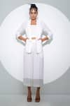 Buy_Pocketful Of Cherrie_White Crepe Plain Lapel Collar Jacket  _at_Aza_Fashions