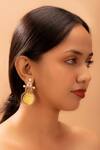 Buy_Tizora_Gold Plated Faux Diamonds Metal Carved Kundan Earrings _at_Aza_Fashions