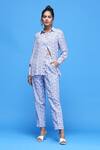 Buy_Raasa_Multi Color Crepe Tulip Print Collared Neck Shirt And Pant Set _at_Aza_Fashions