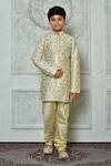 Buy_Petite Pomme_Cream Silk Embroidery Botanic Pattern Kurta And Churidar Set _at_Aza_Fashions