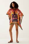 Buy_Payal Jain_Multi Color Georgette Floral Pattern V Neck Short Kaftan_at_Aza_Fashions