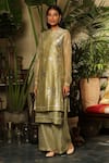 Buy_Sahil Kochhar_Green Organza Net Embroidery Checkered Round Yaashi Sequin Kurta  _at_Aza_Fashions