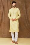 Buy_Samyukta Singhania_Yellow Churidar Banarasi Art , Kurta Pattern Full Sleeve And Pant Set_at_Aza_Fashions