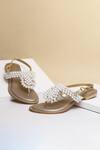 Buy_Myra_Gold Embellished Pearl Metallic Sandals_at_Aza_Fashions