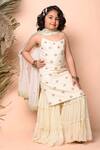 Buy_Priyanka Jain_Ivory Kurta Chanderi Embroidered Dabka Strappy Sharara Set _at_Aza_Fashions