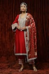 Buy Shikhar Sharma Red Silk, Georgette, Chanderi Pearls, Gota Patti, Embroidered Kurta Pant Set at Aza Fashions Buy_Shikhar Sharma_Red Silk, Georgette, Chanderi Pearls, Gota Patti, Embroidered Kurta Pant Set _at_Aza_Fashions
