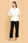Buy_Label Ivish_Off White Silk Collared Blazer With Bustier _at_Aza_Fashions