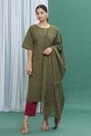 Buy_Banana Labs_Green Cotton Stripe Round Printed Kurta Set _at_Aza_Fashions