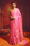 Buy_Paaprika_Pink Silk Handwoven Bandhani Pattern Saree _at_Aza_Fashions