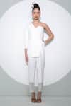 Buy_Pocketful Of Cherrie_White Crepe Plain One Shoulder Notched Asymmetric Panelled Jumpsuit _at_Aza_Fashions