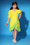Buy_Littlecheer_Yellow Cotton Color Blocked And Overlapped Dress _at_Aza_Fashions