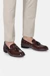 Buy_Hats Off Accessories_Maroon Genuine Leather Tassel Penny Loafers  _at_Aza_Fashions