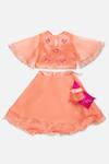 Buy_Tutus by Tutu_Peach Embroidered Top And Lehenga Set For Girls_at_Aza_Fashions