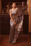 Buy_Priyanka Raajiv_Grey Silk Embroidery Sequin Round Mahima Saree With Blouse _at_Aza_Fashions