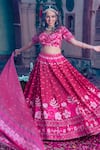 Buy_Show Shaa_Maroon Satin And Glass Tissue Lining Crepe Embroidery & Floral Lehenga Set _at_Aza_Fashions