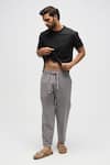 Buy_Terra Luna_Grey 100% Organic Handloom Oxford Cotton Solid Pant _at_Aza_Fashions