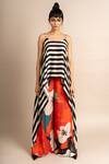 Buy_Nupur Kanoi_Multi Color Satin, Crepe Embroidery Scoop Printed Singlet Top And A-line Pant Set_at_Aza_Fashions