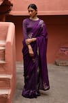 Buy_Deep Thee_Purple Chiniya Silk Embroidery Kalyani Boota Round Saree With Blouse _at_Aza_Fashions