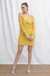 Buy_AMRTA by GUNEET KONDAL_Yellow 100% Georgette And Lining 100% Darner Dragon Fly Dress _at_Aza_Fashions