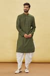 Buy_Arihant Rai Sinha_Green Silk Petal Kurta And Dhoti Pant Set _at_Aza_Fashions