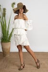 Buy_Amrta By Guneet Kondal_Ivory Georgette, Viscose Smocking One Shoulder Tiered Off Mini Dress _at_Aza_Fashions