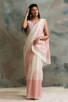 Buy_BANANA labs_Off White Cotton Printed Geometric Saree _at_Aza_Fashions