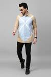 Buy_Echke_Brown Cotton Blend Plain Geometric Pattern Shirt_at_Aza_Fashions