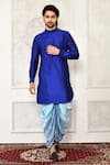 Buy_Arihant Rai Sinha_Blue Dupion Silk Swirl Panelled Pattern Cowl Pant _at_Aza_Fashions