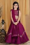 Buy_The Little Celebs_Purple Silk, Crepe, Chiffon Embroidery Blouse Lehenga Set _at_Aza_Fashions