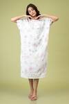 Buy_Doodlage_White Cotton Embroidery Round Neck Cloudwalker Abstract Oversized Kaftan Dress _at_Aza_Fashions