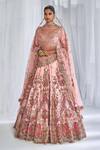 Buy Dolly J Pink Silk Embroidery Plunge Neck Hazel Raw Bridal Lehenga Set at Aza Fashions Buy_Dolly J_Pink Silk Embroidery Plunge Neck Hazel Raw Bridal Lehenga Set _at_Aza_Fashions