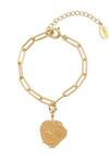 Buy_Mnsh_Gold Plated Gemini Carved Charm Bracelet_at_Aza_Fashions