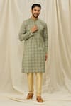 Buy_Arihant Rai Sinha_Green Handloom Cotton Printed Digital Straight Kurta _at_Aza_Fashions