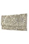 Buy_Kokommo_Silver Embroidery, Beads Printemps Floret Hand Clutch _at_Aza_Fashions