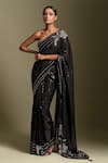 Buy_Two Sisters By Gyans_Black Saree Georgette Embellished Sequins Flower Sheeting _at_Aza_Fashions
