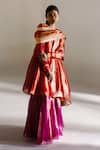 Buy_Mimamsaa_Red Tissue Silk Woven Crimson Border Dupatta _at_Aza_Fashions