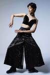 Buy_Shorshe Clothing_Black Chiffon Embroidered Sequins Palazzo _at_Aza_Fashions