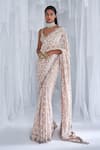 Buy_Dolly J_Ivory Georgette Chiffon Embroidery Isla Chikankari Saree With Blouse _at_Aza_Fashions