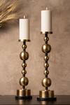 Buy_S.G. Home_Black Metal And Marble Tall Baller Candle Holder - Set Of 2 _at_Aza_Fashions