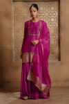 Buy_Omana By Ranjana Bothra_Magenta Cotton, Silk, Organza Gota Patti, Noor Placement Kurta Gharara Set _at_Aza_Fashions