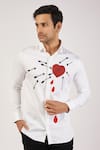 Buy_Sanjana reddy Designs_White Stretchable Cotton Hand Embroidered Bleeding Heart And Arrows Shirt  _at_Aza_Fashions