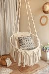 Buy_Karighar_Off White Metal Frame And Natural Cotton Cord Woven Boho Hammock Chair _at_Aza_Fashions