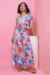 Buy_Rhe-Ana_Blue Rayon Printed Abstract Blooming Flower Top And Skirt Co-ord Set  _at_Aza_Fashions